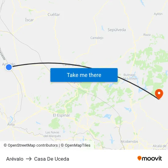 Arévalo to Casa De Uceda map