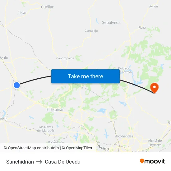 Sanchidrián to Casa De Uceda map