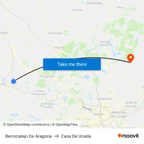 Berrocalejo De Aragona to Casa De Uceda map