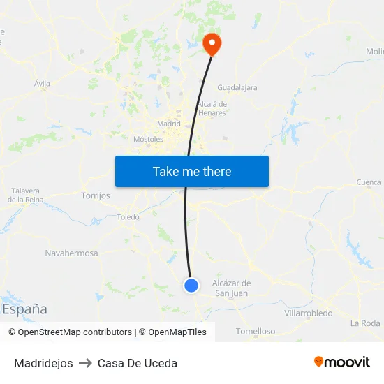 Madridejos to Casa De Uceda map