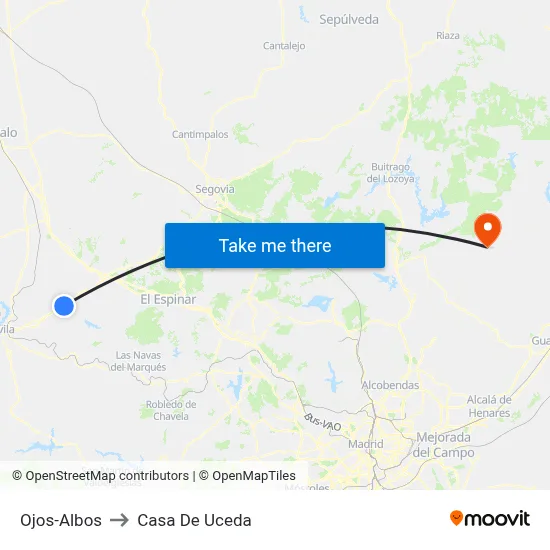 Ojos-Albos to Casa De Uceda map