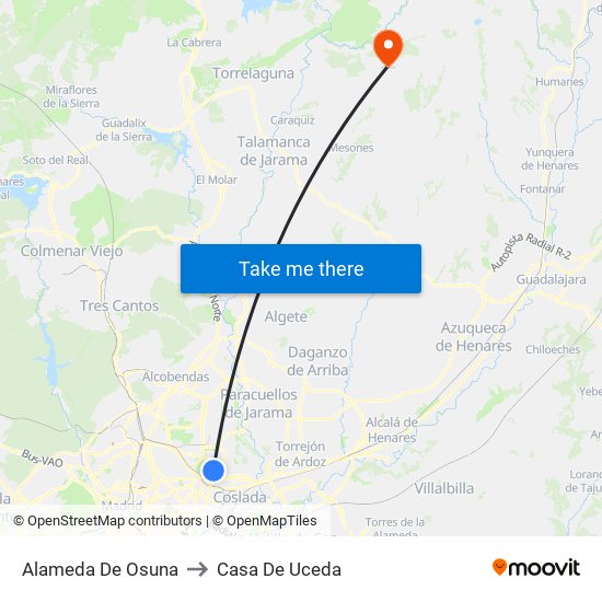 Alameda De Osuna to Casa De Uceda map