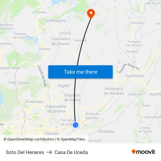 Soto Del Henares to Casa De Uceda map