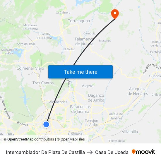 Intercambiador De Plaza De Castilla to Casa De Uceda map