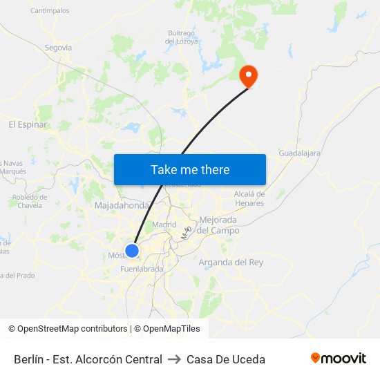 Berlín - Est. Alcorcón Central to Casa De Uceda map