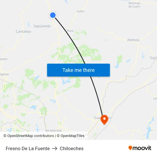 Fresno De La Fuente to Chiloeches map