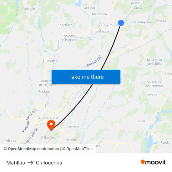 Matillas to Chiloeches map