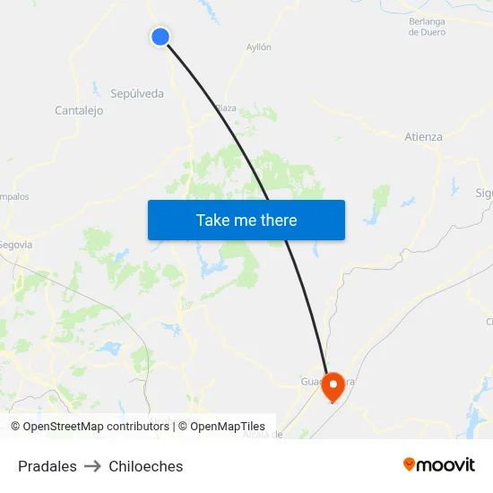 Pradales to Chiloeches map