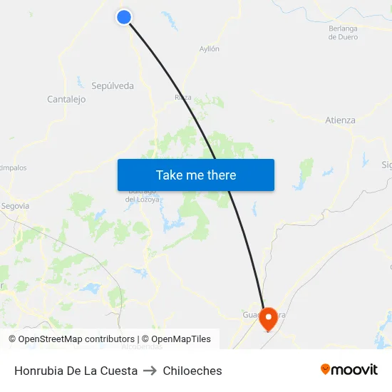 Honrubia De La Cuesta to Chiloeches map