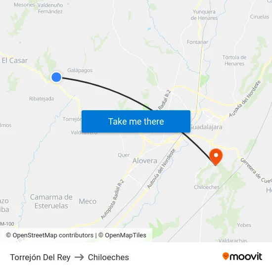 Torrejón Del Rey to Chiloeches map