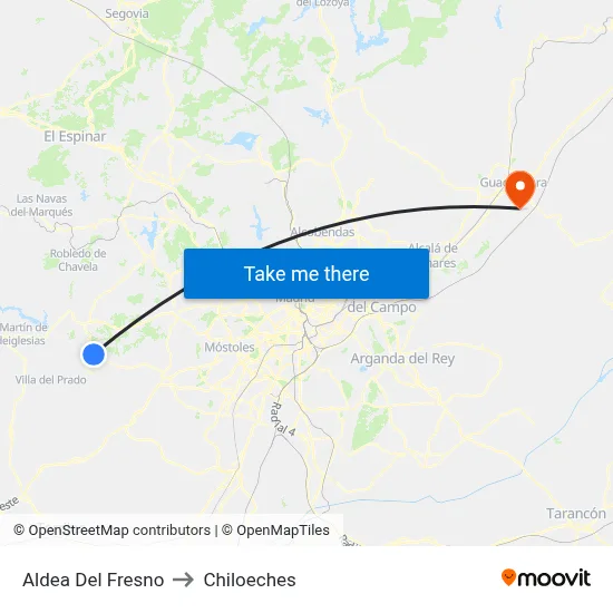 Aldea Del Fresno to Chiloeches map