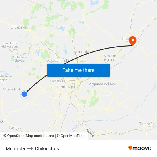 Méntrida to Chiloeches map