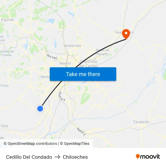 Cedillo Del Condado to Chiloeches map