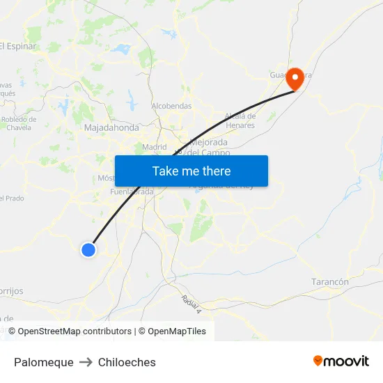 Palomeque to Chiloeches map