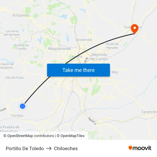 Portillo De Toledo to Chiloeches map