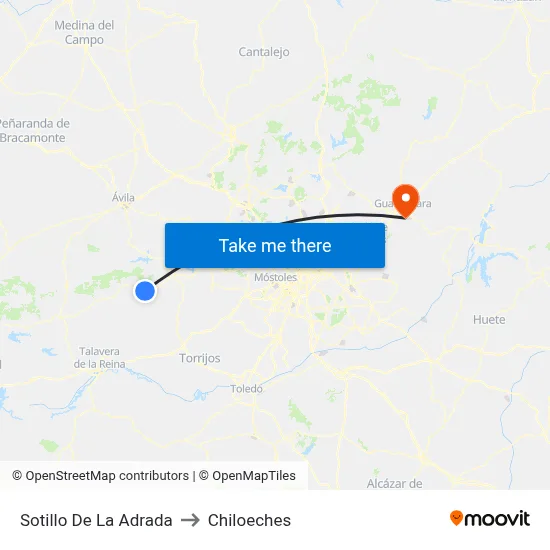 Sotillo De La Adrada to Chiloeches map