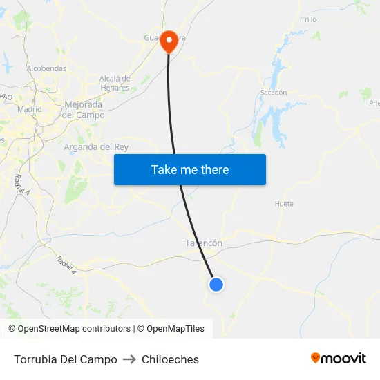 Torrubia Del Campo to Chiloeches map