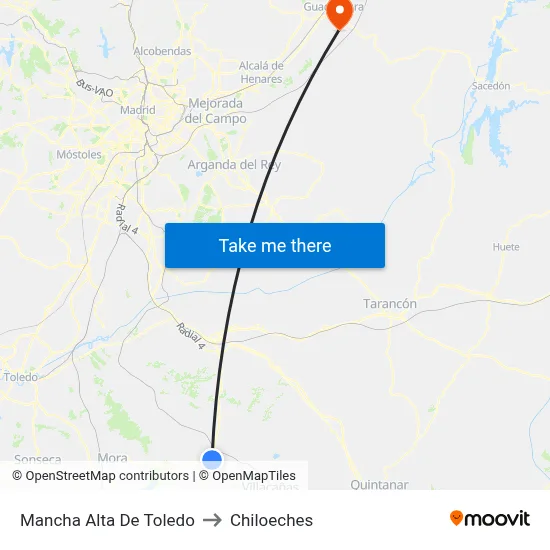 Mancha Alta De Toledo to Chiloeches map
