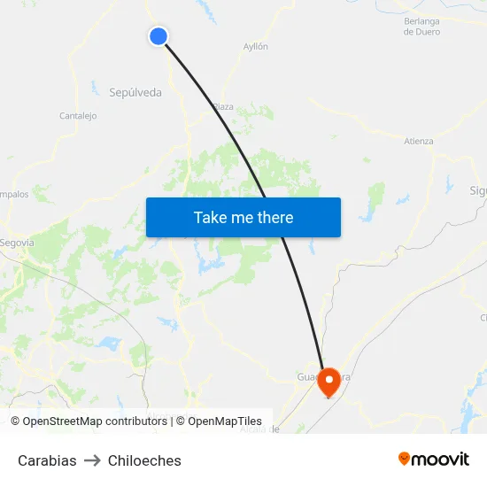 Carabias to Chiloeches map