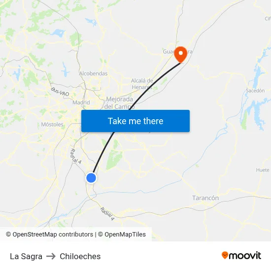La Sagra to Chiloeches map