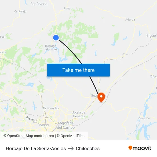 Horcajo De La Sierra-Aoslos to Chiloeches map