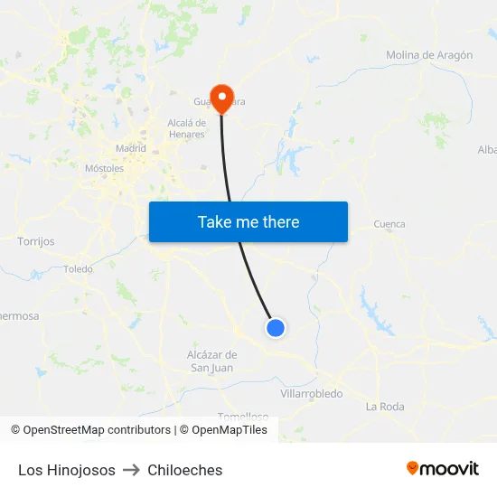 Los Hinojosos to Chiloeches map