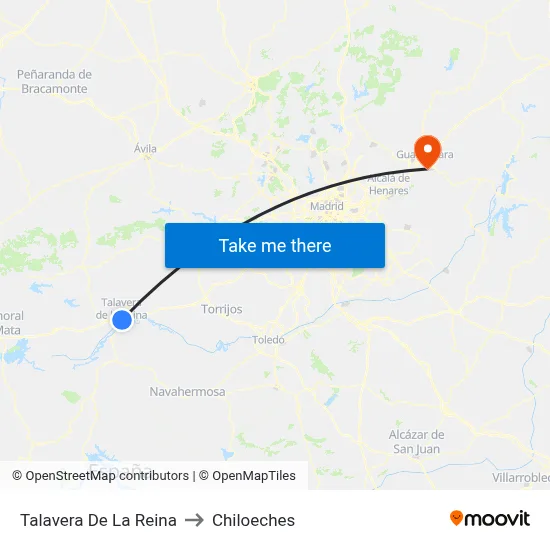 Talavera De La Reina to Chiloeches map