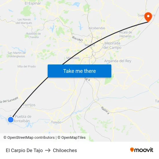 El Carpio De Tajo to Chiloeches map