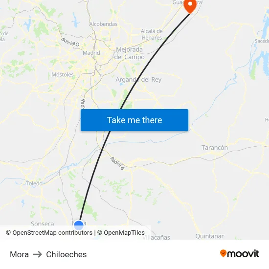 Mora to Chiloeches map