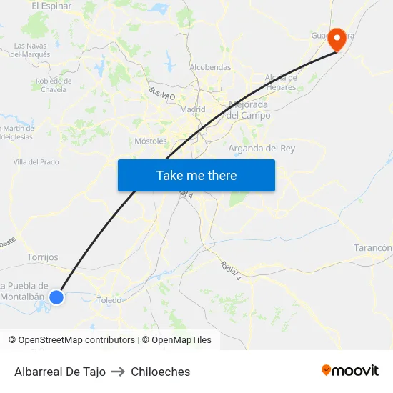 Albarreal De Tajo to Chiloeches map