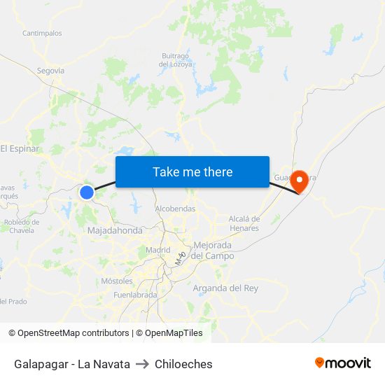 Galapagar - La Navata to Chiloeches map