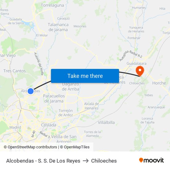 Alcobendas - S. S. De Los Reyes to Chiloeches map