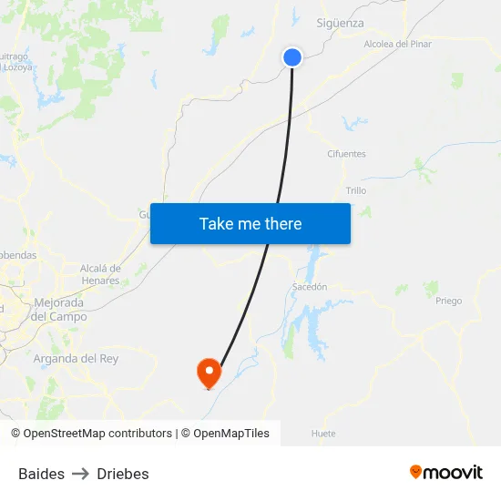Baides to Driebes map