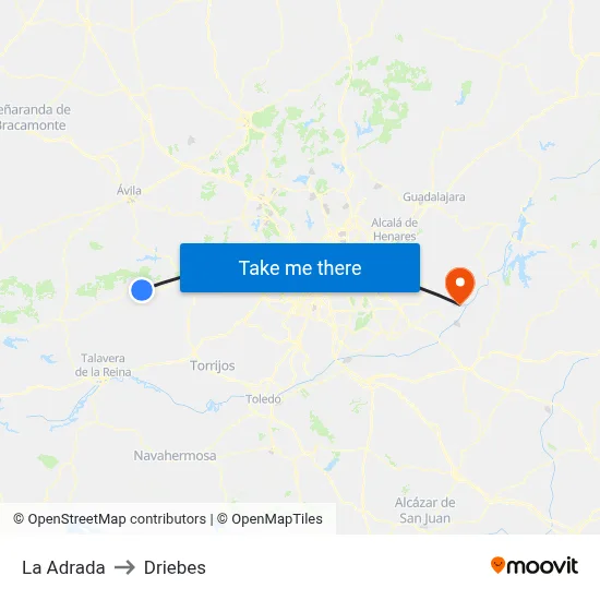 La Adrada to Driebes map