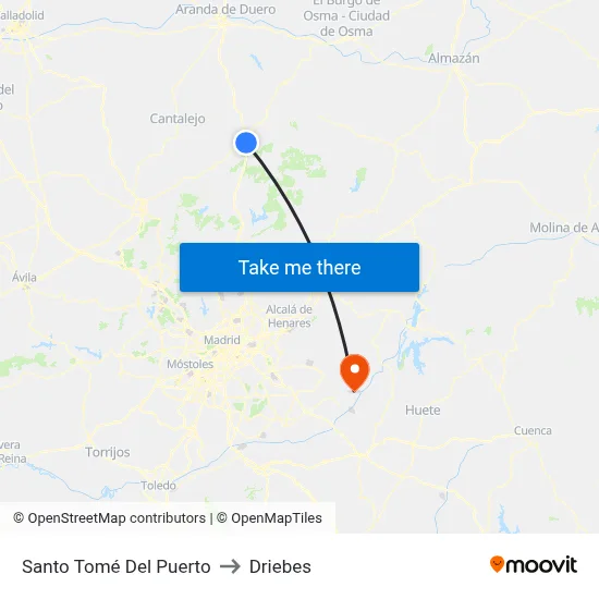 Santo Tomé Del Puerto to Driebes map