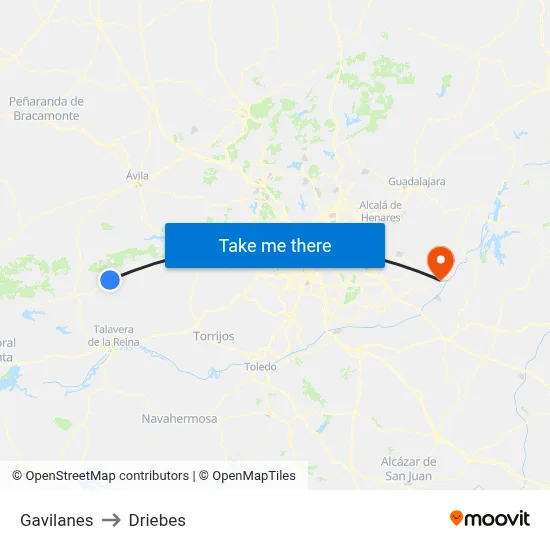 Gavilanes to Driebes map