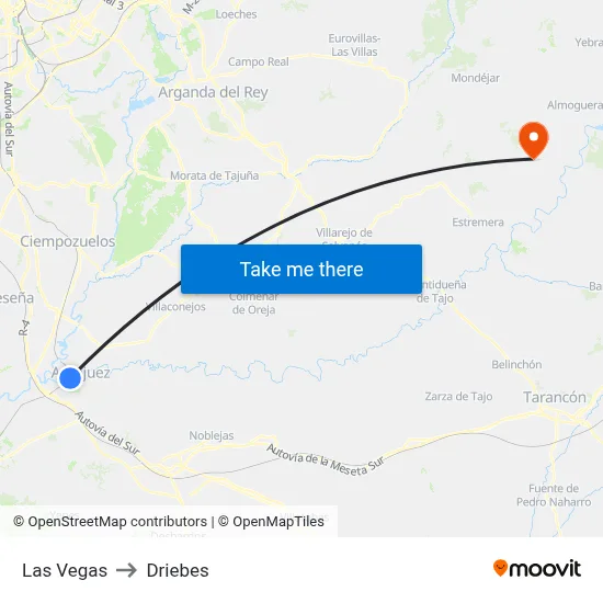 Las Vegas to Driebes map