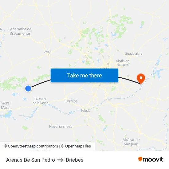 Arenas De San Pedro to Driebes map