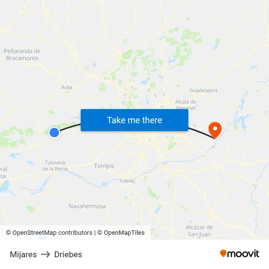 Mijares to Driebes map
