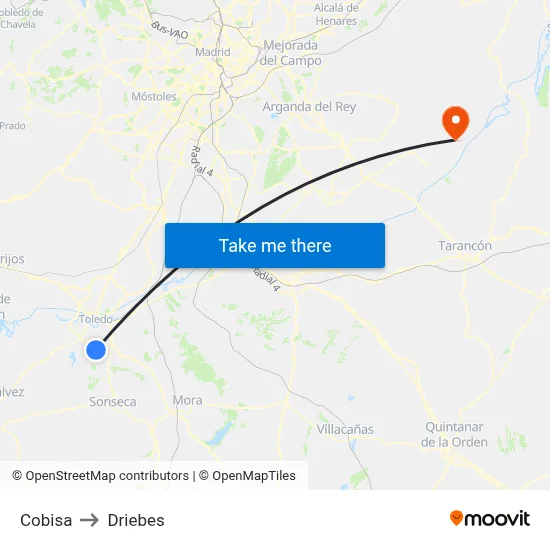 Cobisa to Driebes map