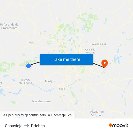Casavieja to Driebes map