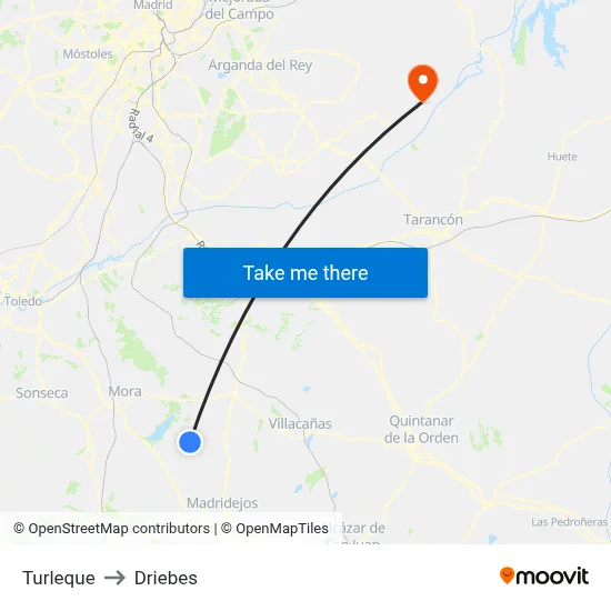 Turleque to Driebes map