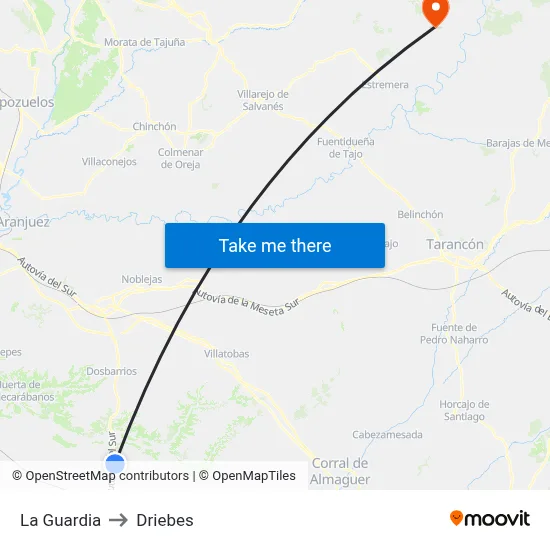 La Guardia to Driebes map