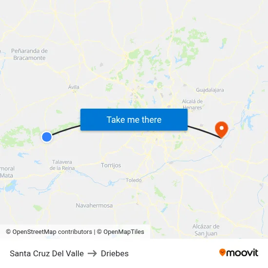 Santa Cruz Del Valle to Driebes map
