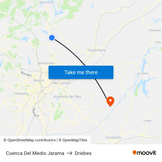 Cuenca Del Medio Jarama to Driebes map