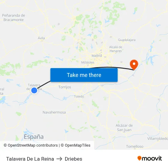 Talavera De La Reina to Driebes map