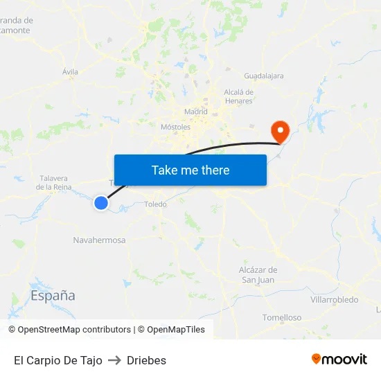 El Carpio De Tajo to Driebes map