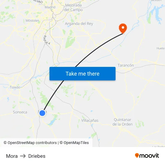 Mora to Driebes map
