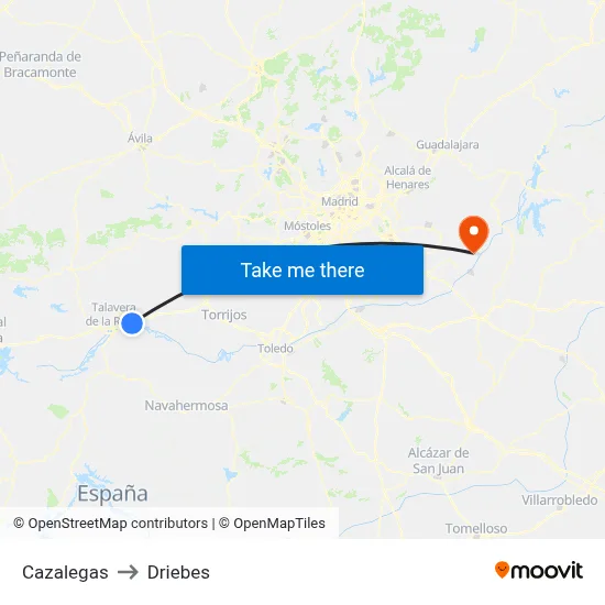 Cazalegas to Driebes map