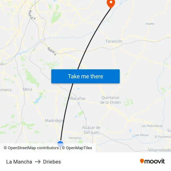 La Mancha to Driebes map